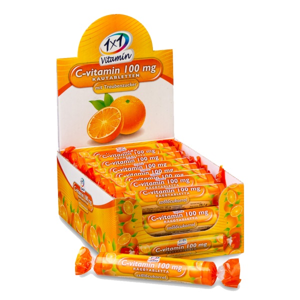 1x1 Vitaday C-vitamin 100 mg narancs ízű szőlőcukor (17x)