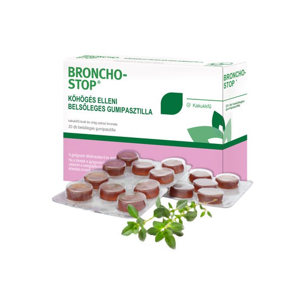 Bronchostop köhögés elleni belsőleges gumipasztilla (20x)
