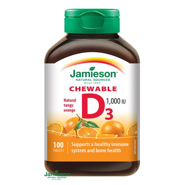 Jamieson D3-vitamin 1000 NE narancs ízű tabletta (100x)
