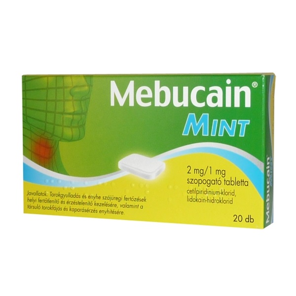Mebucain Mint 2mg/1mg szopogató tabletta (20x)