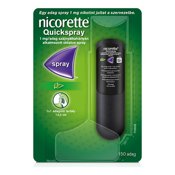 Zsongorkő Gyógyszertár - Nicorette Quickspray 1 mg/adag szájnyálkahártyán alkalmazott oldatos spray