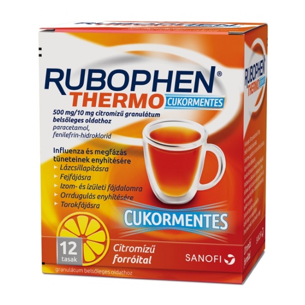 Rubophen Thermo cukormentes 500mg/10mg citromízű granulátum belsőleges oldathoz (12x)