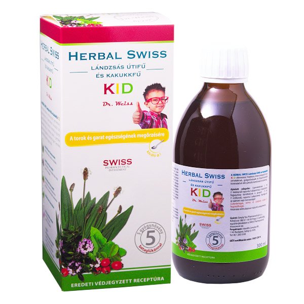 Herbal Swiss Kid Lándzsás útifű - Kakukkfű étrend-kiegészítő folyadék (300ml)
