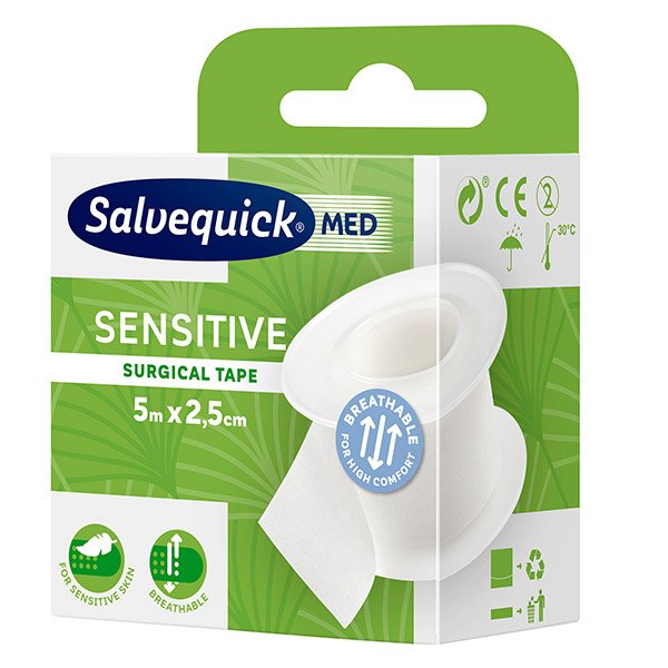 Salvequick Sensitive Tape sebészeti ragtapasz - 5m x 2,5cm (1x)