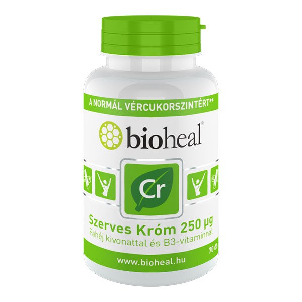 Bioheal Szerves & Természetes króm 250 mcg fahéj kivonattal és B3-vitaminnal (70x)