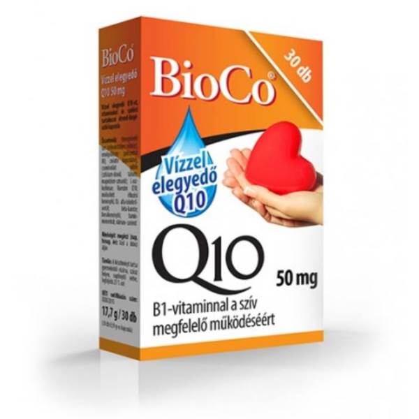 BioCo Vízzel elegyedő Q10 50 mg B1-vitaminnal kapszula (30x)