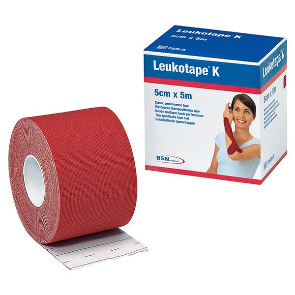 Leukotape K 5cm x 5m rugalmas kineziológiai szalag - piros (1x)
