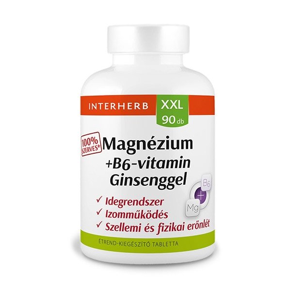 Interherb XXL Magnézium + B6-vitamin ginzenggel tabletta (90x)