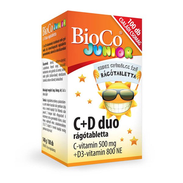 Bioco C+D Duo Junior erdei gyümölcs ízű rágótabletta (100x)