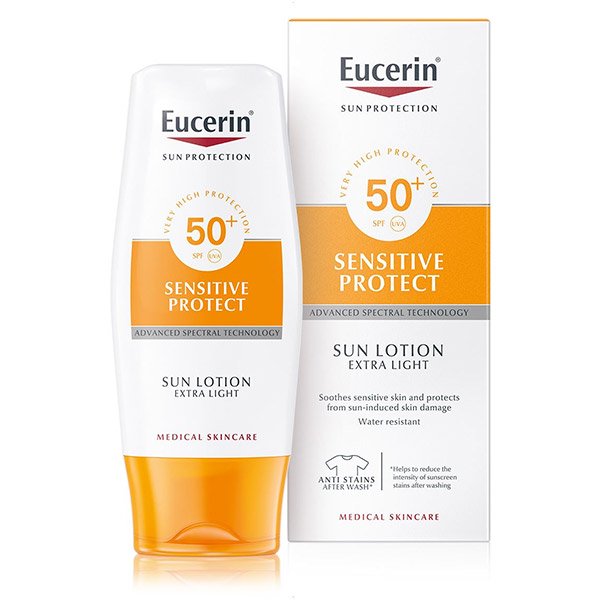 Eucerin Sun Sensitive Protect (extra könnyű naptej SPF 50) (150ml)