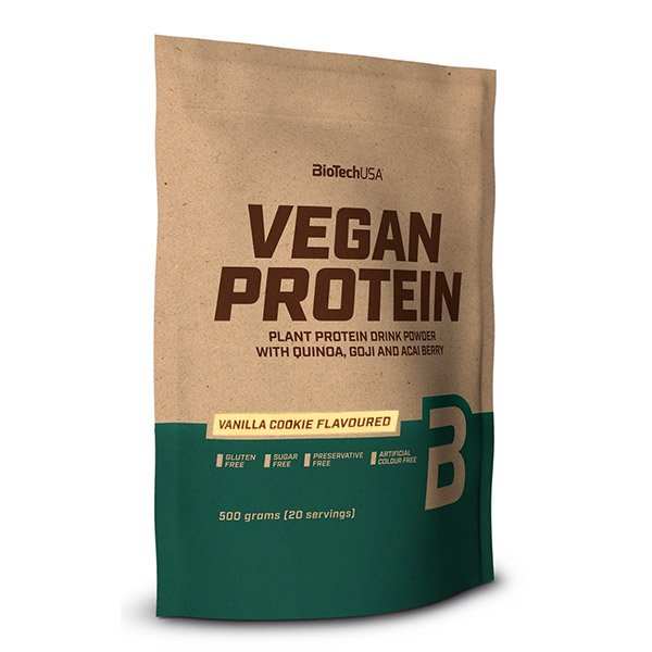 BioTechUSA Vegan Protein vaníliás sütemény ízű italpor (500g)