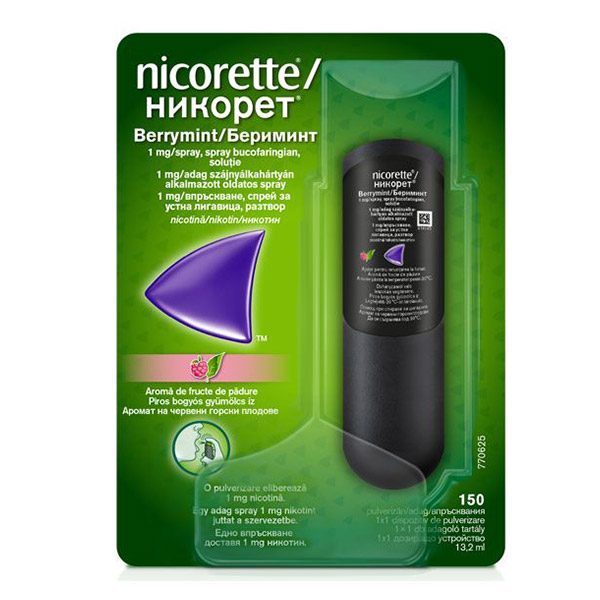 Nicorette Berrymint 1 mg/adag szájnyálkahártyán alkalmazott oldatos spray (1x)