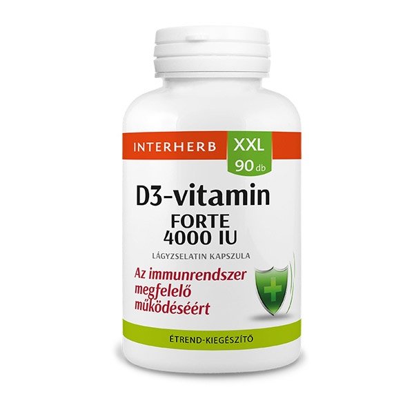 Interherb XXL D3-vitamin Forte 4000 IU lágyzselatin kapszula (90x)