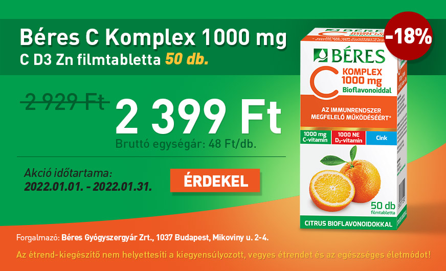 Béres C Komplex 1000 mg C D3 Zn filmtabletta (50x) 