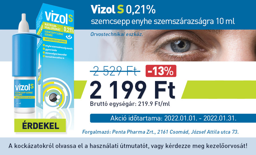 Vizol S 0,21% szemcsepp enyhe szemszárazságra (10ml)