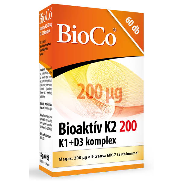 BioCo Bioaktív K2 200 mcg + K1 + D3 komplex tabletta (60x)