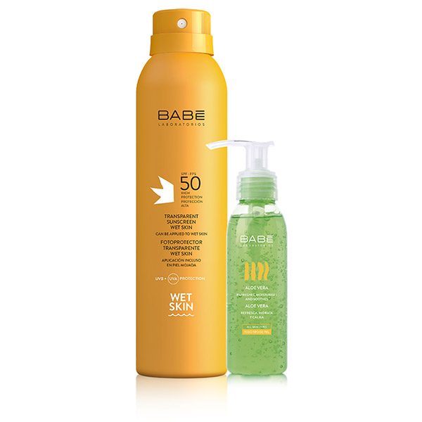 Babé SPF 50 áttetsző fényvédő spray + Aloe gél (200ml+90ml)