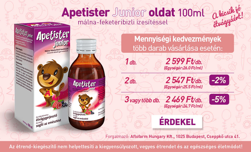 Apetister Junior oldat málna-feketeribizli ízesítéssel (100ml)