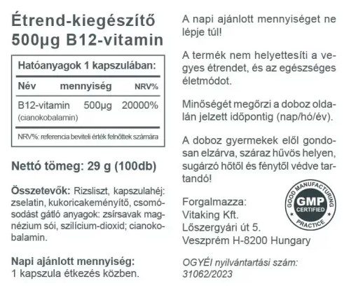 vitaking-b-12-vitamin-500µg-kapszula-100x_hatoanyag_tartalom