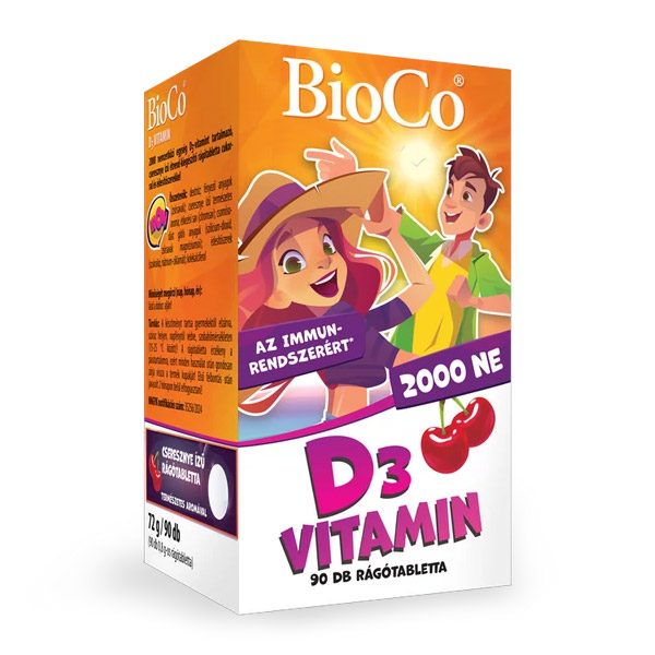 BioCo D3-vitamin 2000 NE cseresznyés rágótabletta (90x)